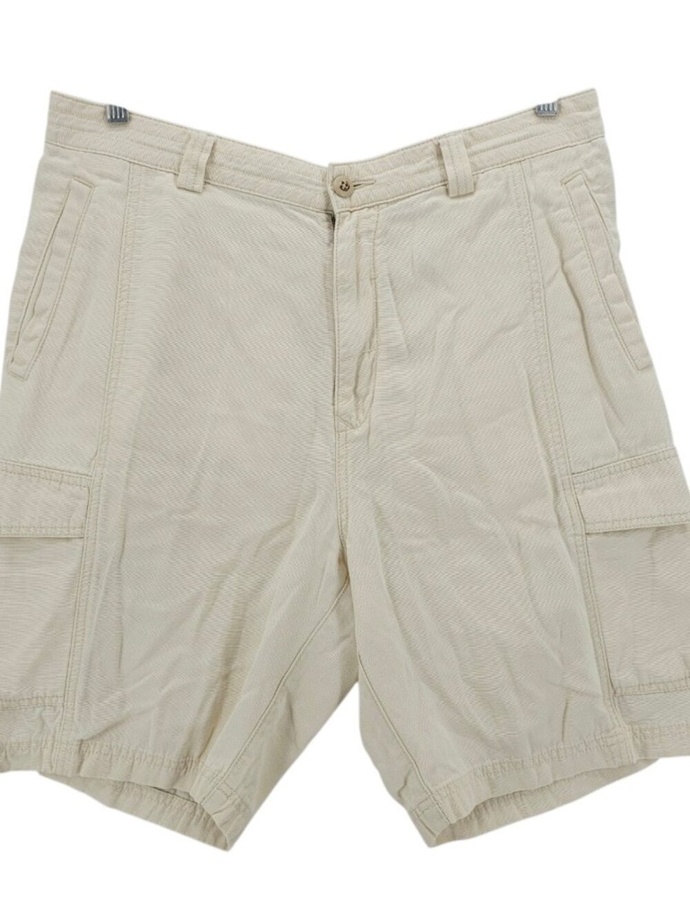 TOMMY BAHAMA Relax Cargo Shorts Ivory Off White Tencel Lyocell Cotton Size 35
